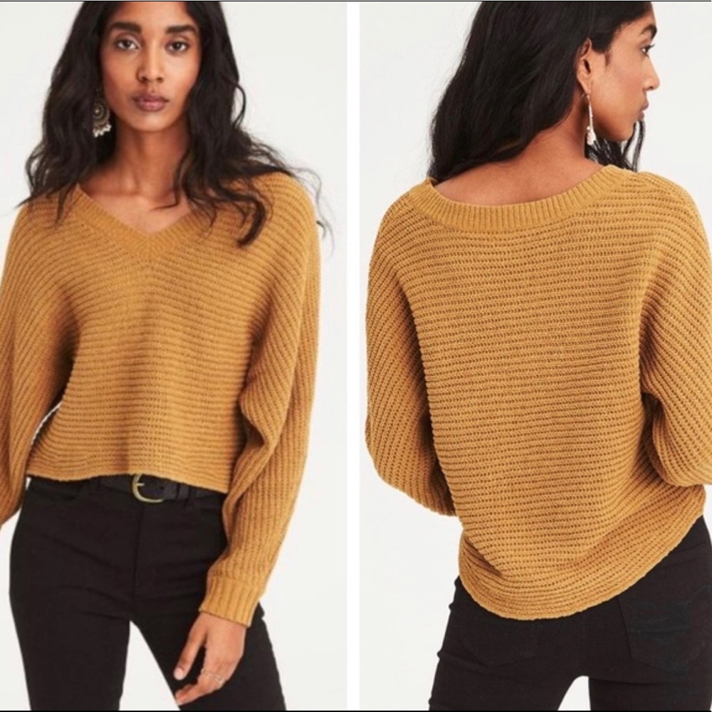 American Eagle Chenille V-Neck Sweater